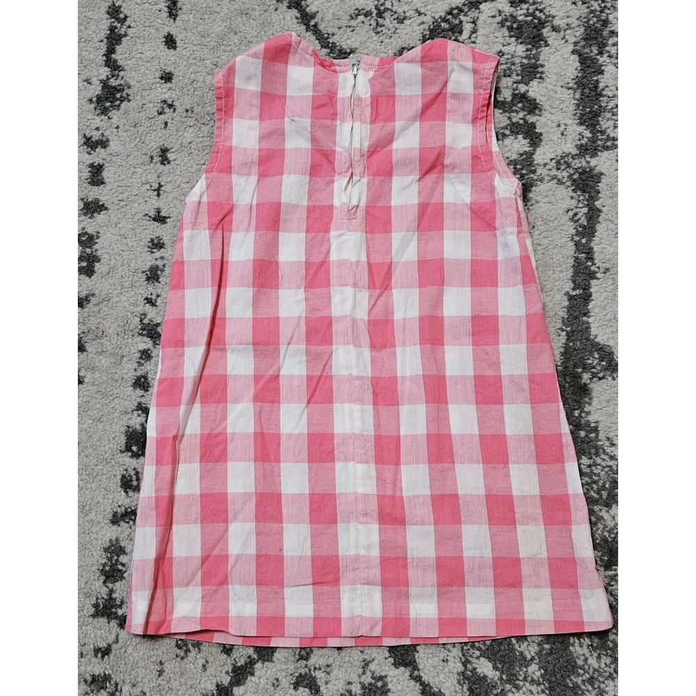 Vintage 50s Girls Pink White Buffalo Check Dress Handmade - Picture 3 of 4